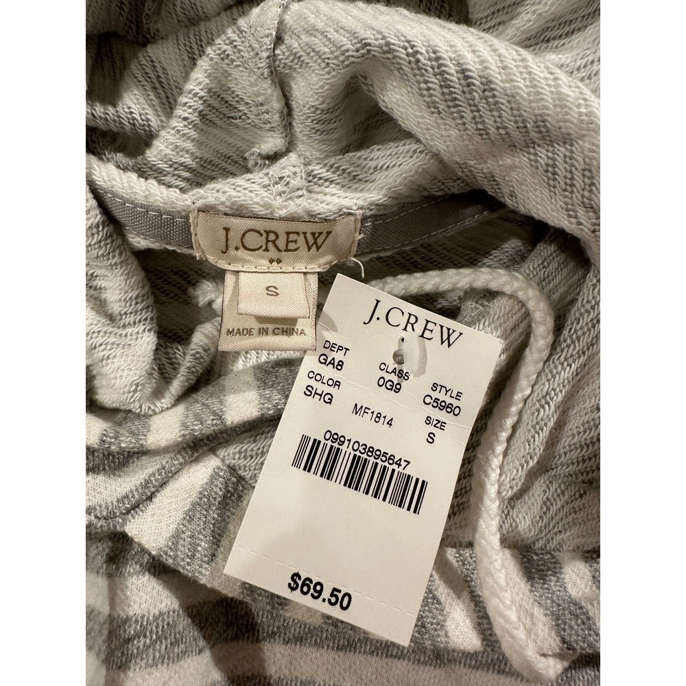 J.Crew Womens Striped Cotton‎ French Terry Hoodie Gray White C5960 Size S NWT - Picture 5 of 7